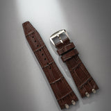 Naga Leather Strap Croc Dark Brown