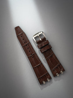 Naga Leather Strap Croc Dark Brown